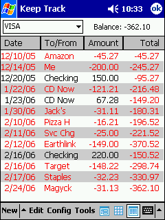 Pocket PC view transactions