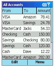 Smartphone view transactions