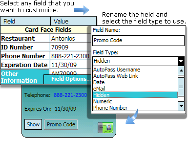 card fields