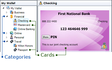 eWallet showing banking card