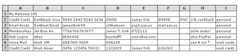 eWallet Import Wizard sample table